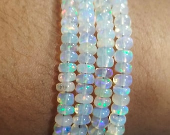 OPAL BRACELET'S | Natürlicher äthiopischer Welo Feueropal Glatte Rondell Perlen Armband | Multi Feueropal Perlen|Echtes Opal Armband|Funkelnder Opal