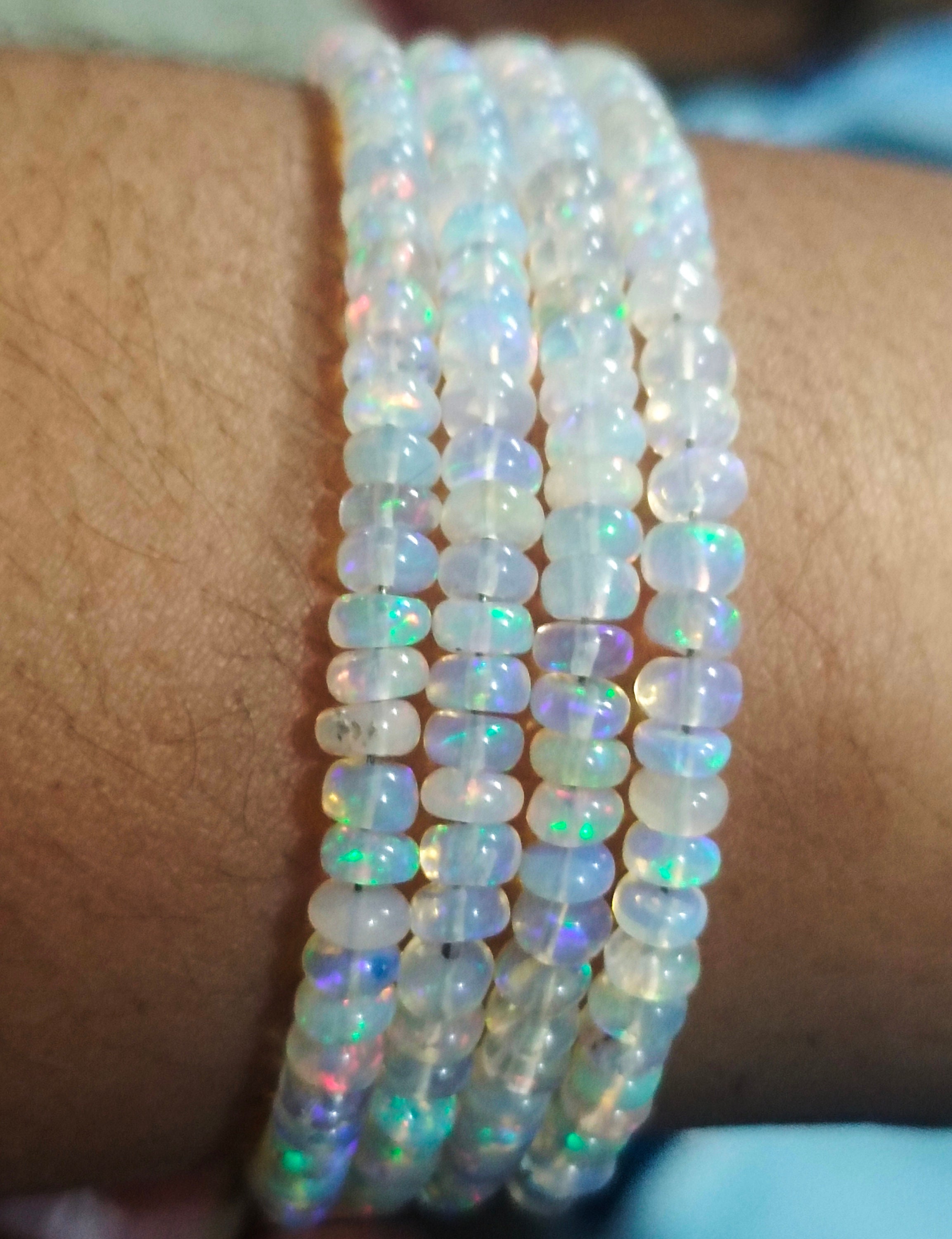 Fashion Jewelry Opal Bead String Vintage Silver Ball Bracelet