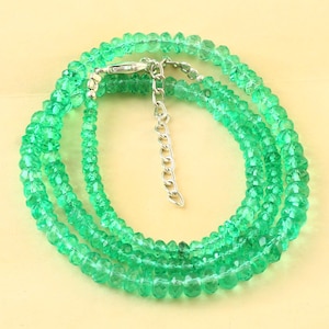 EMERALD NECKLACE&#39;S|AAA+++ Natural Emerald Faceted Rondelle Beads| Zambia Emerald Faceted Rnondelle Beads| Emerald Beads For Making Jewelry