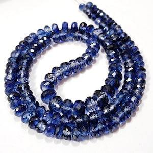 AAAA+ Quality-Blue Sapphire Faceted Rondelle Beads Genuine Sapphire Gemstone Beads Large Rondelle Beads Full Sparkling Blue Sapphire Jewelry