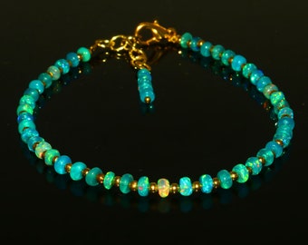 OPAL BRACELET'S,Paraiba Opal Smooth Rondelle Beads Bracelet|Paraiba Opal Bracelet|Multi Fire Opal Dainty Bracelet|AAA+ Ethiopian Opal Beads
