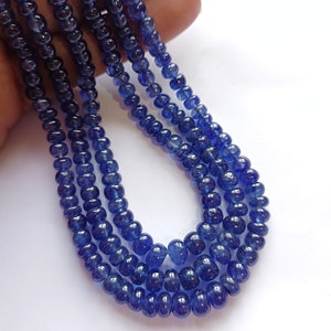 BLUE SAPPHIRE NECKLACE|Blue Sapphire Smooth Rondelle Beads Necklace| Natural Blue Sapphire Rondelle Beads|Genuine Sapphire Gemstone 18 Inch