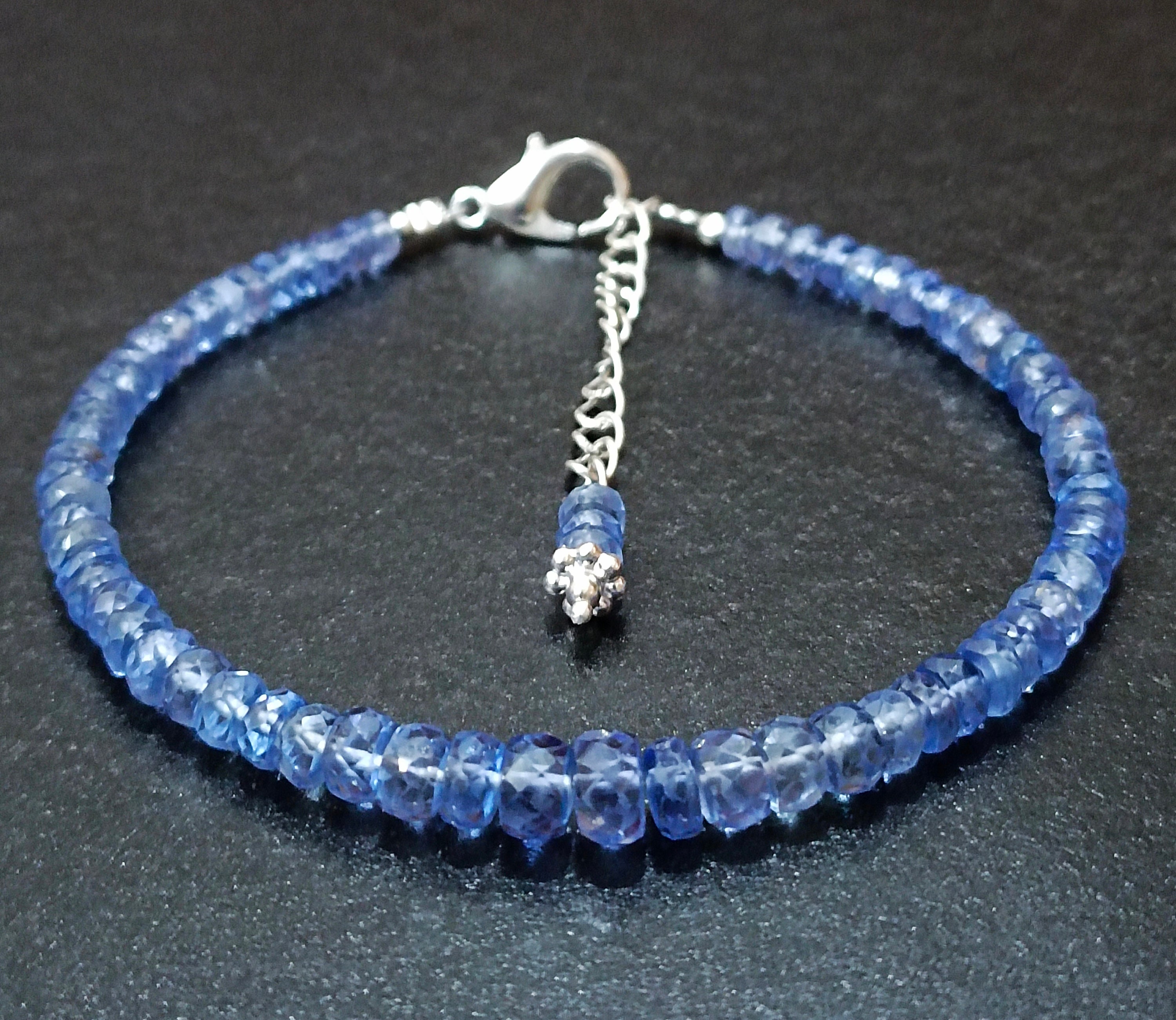 SAPPHIRE BRACELET'S|Blue Sapphire Bracelet|Full Sparkling Blue Sapphire Faceted Rondelle Beaded Bracelet|Genuine Sapphire Jewelry For Women