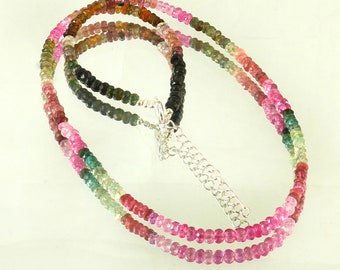 AAA+++ Rare Natural Multi Tourmaline Faceted Rondelle Beads Multi Tourmaline Gemstone Bead Tourmaline Beads Strand Stunning Tourmaline Beads