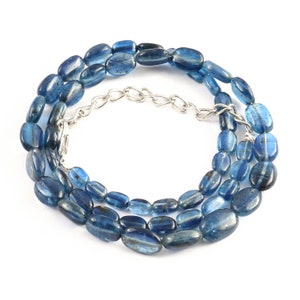 Natural Kyanite Oval Beads Necklace|Blue Fleshy Kyanite Beads|AAA+Kyanite Gemstone Bead|Kyanite Smooth Nuggets Bead|Genuine Kyanite Necklace