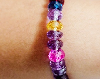 Bracelet en alexandrite de qualité AAA++ | Bracelet en perles à facettes en alexandrite | Perles d'Alexandrite scintillantes | Perles d'Alexandrite à changement de couleur
