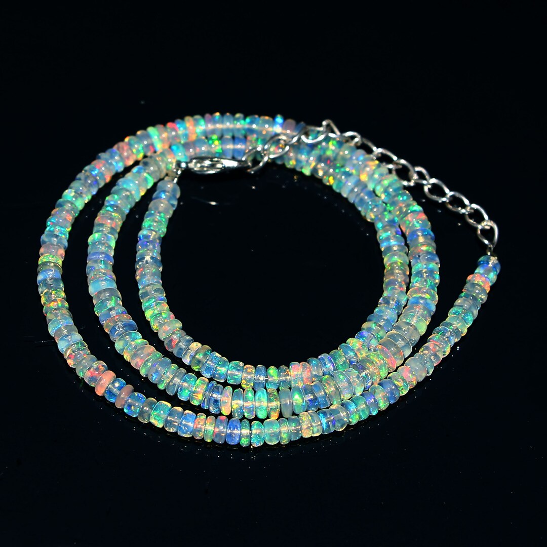Natural Ethiopian Welo Fire Opal Smooth Rondelle Beads | Opal Rondelle ...