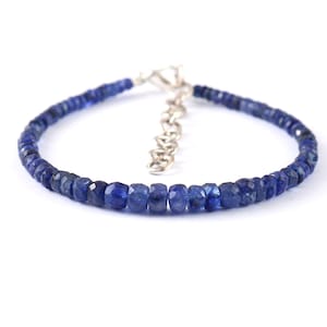 AAA+ Blue Sapphire Bracelet|100% Natural Blue Sapphire Bracelet| Blue Sapphire Beads Bracelet|Blue Sapphire Faceted Beads| 6.5 Inch Gemstone