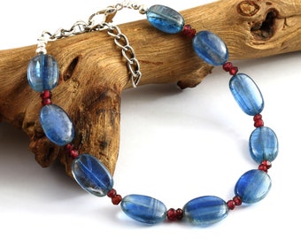 100% Natural Kyanite Bracelet|Kyanite Oval Beads Bracelet|Blue Kyanite Beads|AAA+Kyanite Bracelet|Kyanite Gemstone Beads|Oval Nuggets Beads