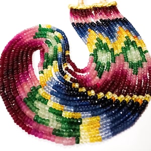 Top Quality Multi Sapphire Beads |Multi Sapphire Faceted Beads| Natural Multi Sapphire Necklace| Precious Multi Beads| Multi Rainbow Beads