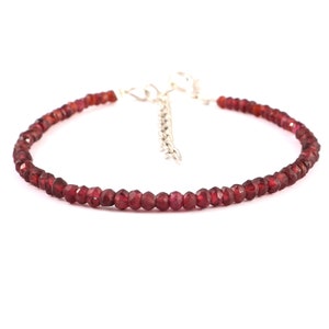 Natural Garnet Bracelet| Red Garnet Rondelle Bracelet| Faceted Garnet Bracelet| Natural Garnet Bracelet| Garnet Faceted Beads Bracelet|