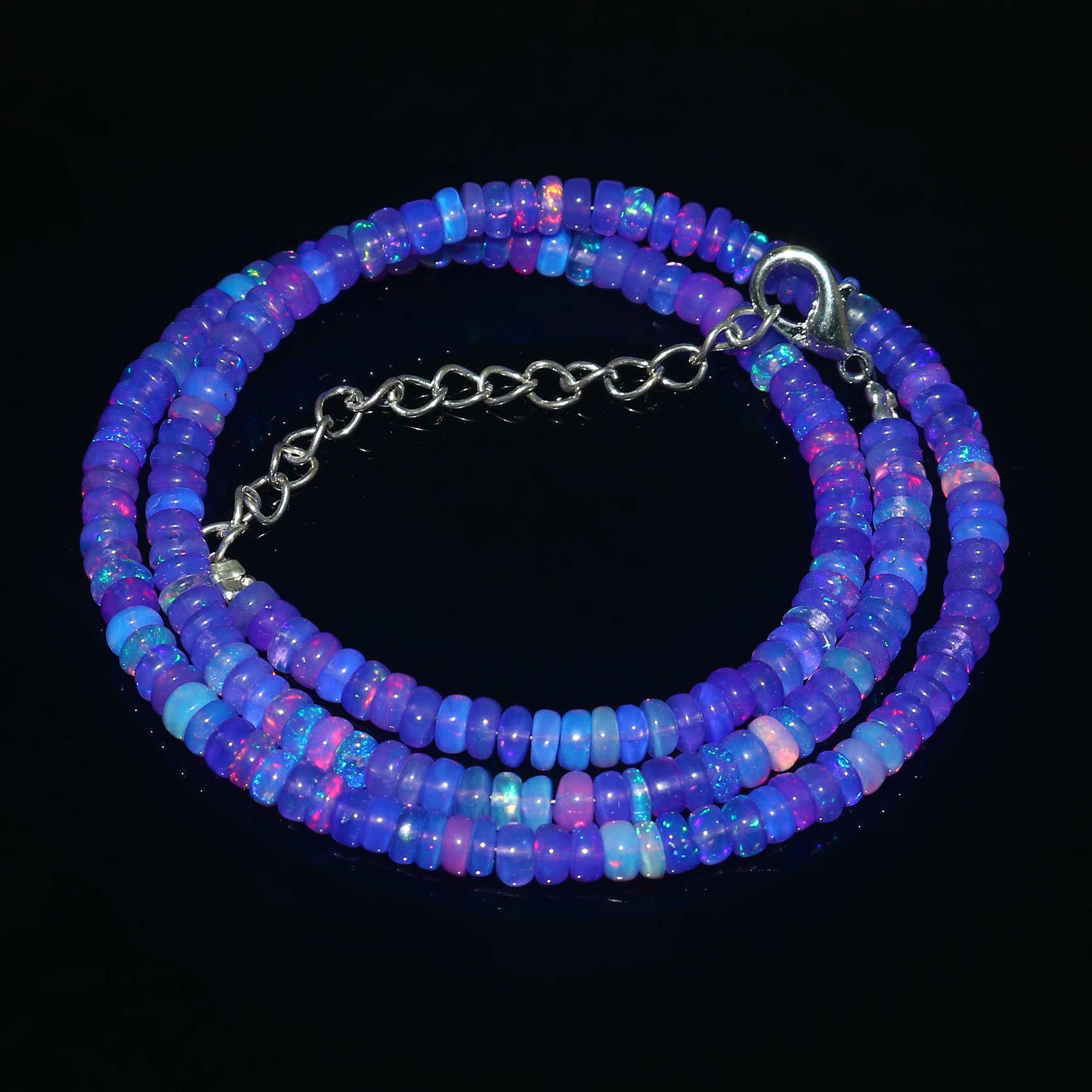 PURPLE OPAL NECKLACE|Natural Purple Opal Bead Necklace|Fire opal Rondelle Beads|Opal Beaded Necklace|Opal Smooth Bead Strand|Multi Opal Bead