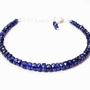 AAA++ Blue Sapphire Bracelet|100% Natural Blue Sapphire Bracelet| Blue Sapphire Beads Bracelet|Blue Sapphire Faceted Beads|Sapphire Gemstone