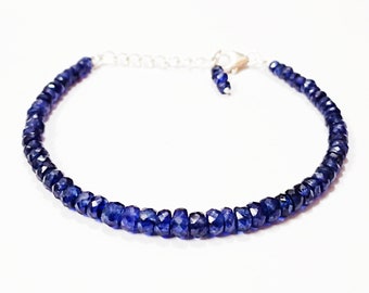 AAA++ Blue Sapphire Bracelet|100% Natural Blue Sapphire Bracelet| Blue Sapphire Beads Bracelet|Blue Sapphire Faceted Beads|Sapphire Gemstone