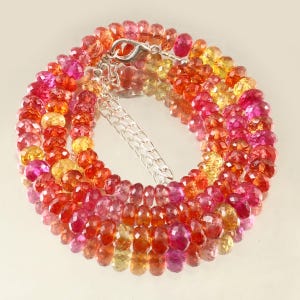 Extremely Beautiful- Padparadscha Sapphire Beads Necklace Faceted Sapphire Rondelle Beads Multi Sapphire Gemstone Bead 6-8 MM Sapphire Beads