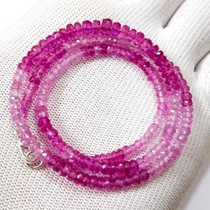 Pink Sapphire Faceted Rondelle Beads Sparkling Sapphire Gemstone Beads Shaded Pink Sapphire Beads Strand Wholesale Sapphire Beads 17 Inches