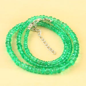 EMERALD NECKLACE&#39;S|AAA+++ Natural Emerald Faceted Rondelle Beads| Zambia Emerald Faceted Rnondelle Beads| Emerald Beads For Making Jewelry