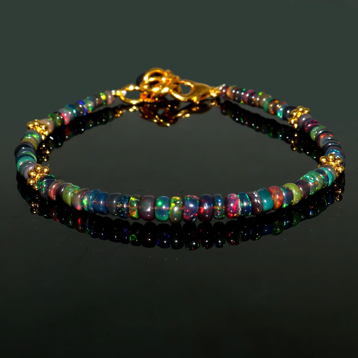 Black Opal Bracelet Natural Ethiopian Black Opal Beads - Etsy