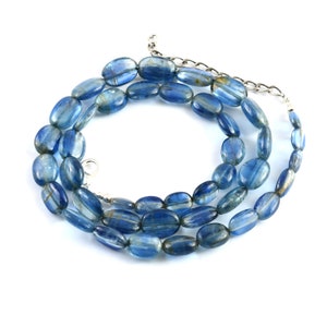 100% Natural Kyanite Oval Beads Necklace|Smooth Kyanite Oval Nuggets Bead|Genuine Blue Kyanite Beads|16&quot;Strand For Handmade Jewelry Necklace