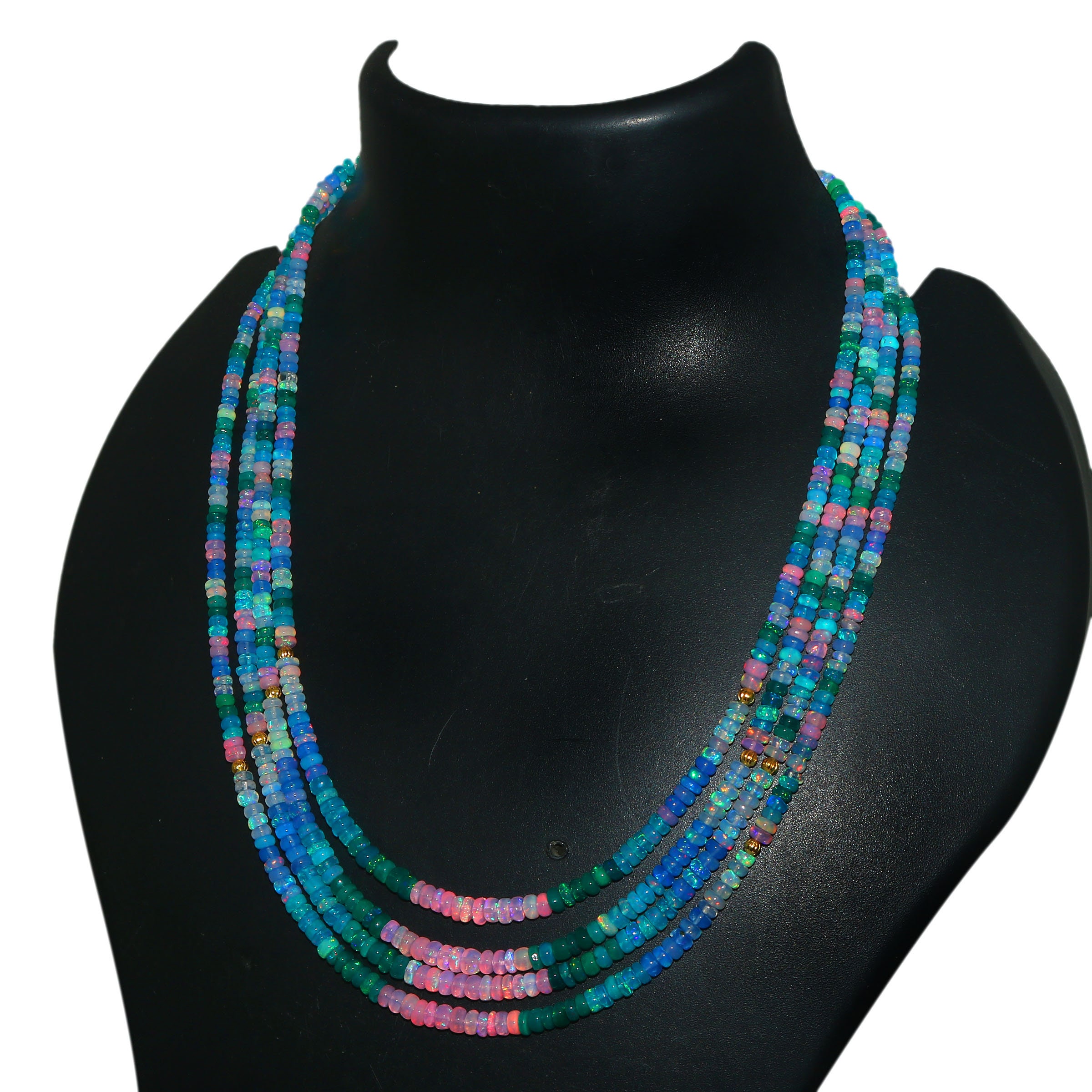 147.45 Crts Natural Welo Dyed Blue Opal Beads Necklace 230 by gemssafari on Jewelry Auctioned