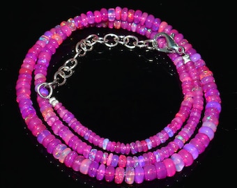 OPAL NECKLACE'S| AAA+ Ethiopian Welo Opal| Pink Opal| Opal Beads Necklace|Opal Bead Stand| Welo Fire Opal Necklace| Ethiopian Opal Beads 16"