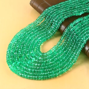 EXTREMELY RARE-Most Beautiful Natural Emerald Faceted Rondelle Bead| Zambia Emerald Faceted Rnondelle Beads Emerald Beads For Making Jewelry