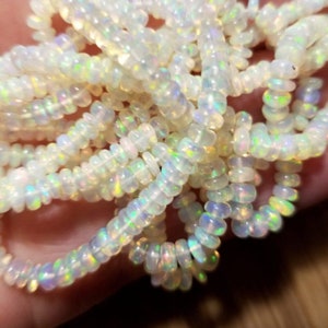 Perle Di Opale Etiope Welo – Forma Rondelle, 2,5-4,5 Mm, Filo Da 18 Pollici, Opale Blu
