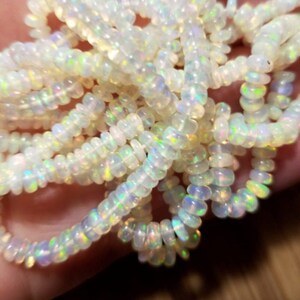 Perle Di Opale Etiope Welo – Forma Rondelle, 2,5-4,5 Mm, Filo Da 18 Pollici, Opale Blu