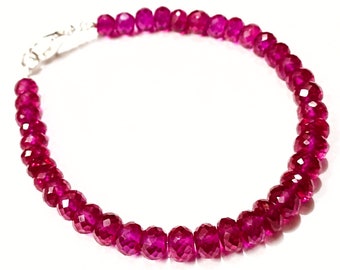RUBY BRACELET'S_Ruby Corundum Bracelet| Full Sparkling Ruby Corundum Faceted Rondelle Beads|Genuine Ruby Jewelry| 5-6MM Ruby gemstone Beads