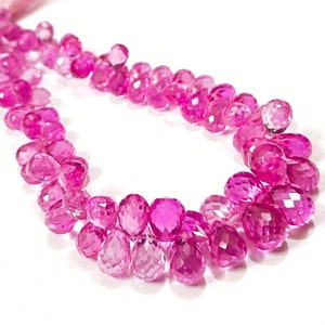 AAAA++ Quality Rare Pink Sapphire Faceted Teardrop Beads Sparkling Sapphire Gemstone Beads Sapphire Drops Briolettes Jewelry Making Drops.
