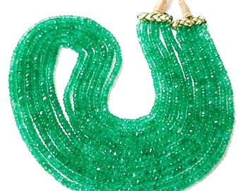 EMERALD NECKLACE| Top Quality Natural Emerald Faceted Rondelle Beads|Zambia Emerald Faceted Rnondelle Beads|Emerald Beads For Making Jewelry