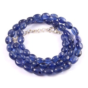 AAA++Blue Sapphire Necklace|Natural Blue Sapphire Smooth Oval Nuggets Beads| Blue Sapphire Gemstone Beads|Jewelry Making Sapphire Oval Beads