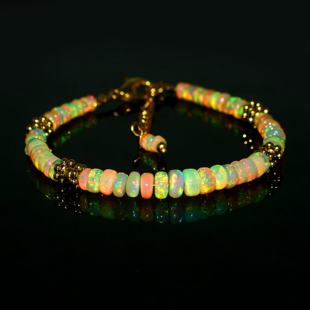 Natural Ethiopian Welo Fire Opal Beads Bracelet| Multi Fire Opal Smooth ...