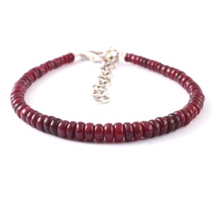 Bracelet rubis naturel| Perles rondes lisses rubis naturel non chauffées AAA+++ | Bracelet de perles de pierres précieuses rubis naturel | Perles de pierres précieuses naturelles