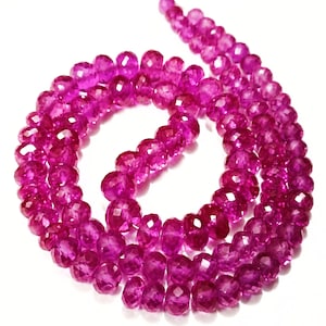 Pink Sapphire Faceted Rondelle Beads Sparkling Sapphire Gemstone Beads Sapphire Beads Strand Wholesale Sapphire Beads AAA+ Gift For Her