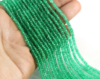 EMERALD NECKLACE| Top Quality Natural Emerald Faceted Rondelle Beads|Zambia Emerald Faceted Rnondelle Beads|Emerald Beads For Making Jewelry