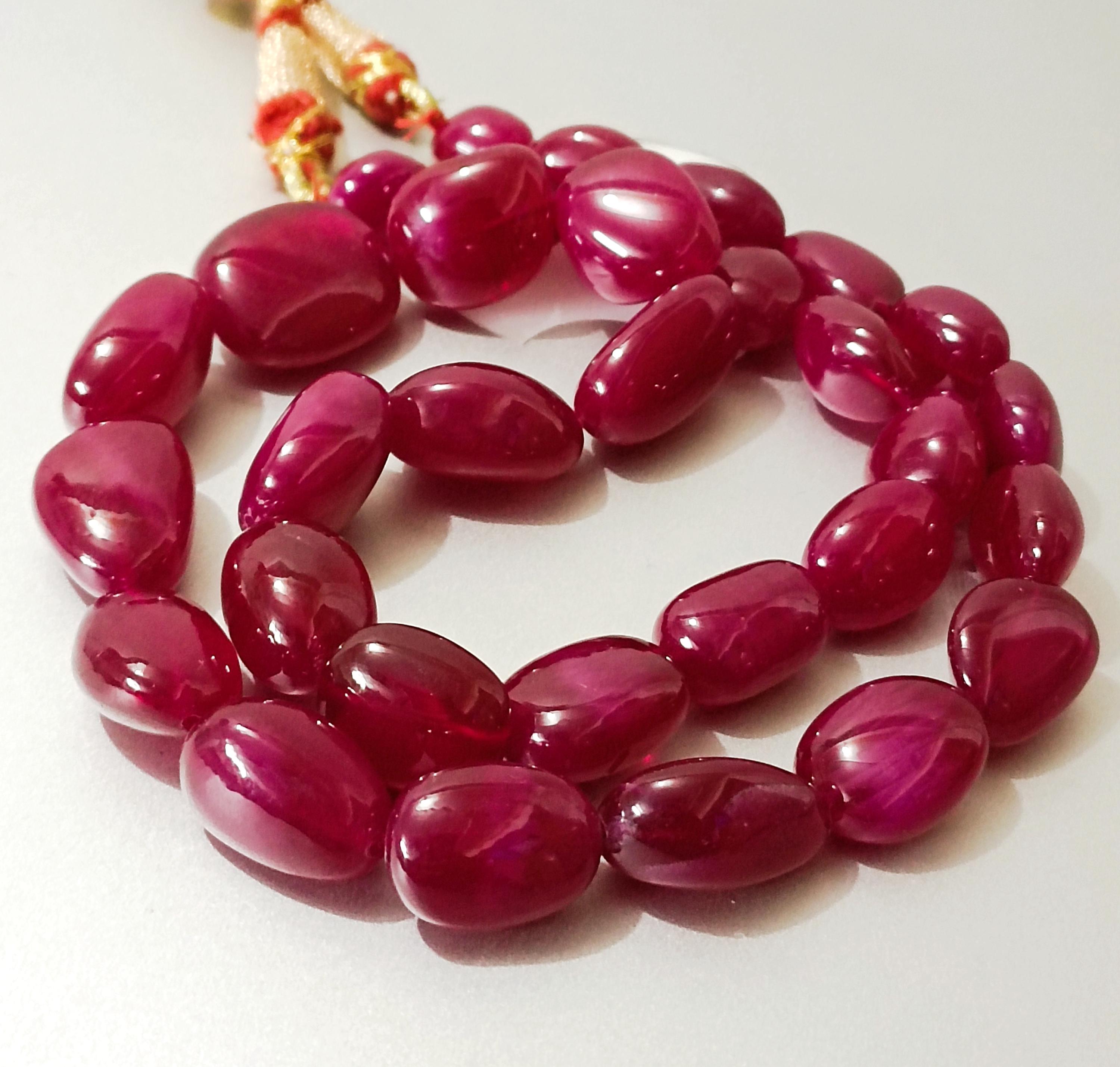 Extremely Gorgeous- Rarest Ruby Smooth Oval Tumble Beads Natural Ruby ...