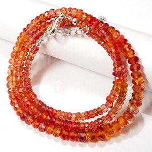 AAA+++Rarest Padparadscha Sapphire Faceted Rondelle Beads|Top Quality Sapphire Necklace|Orange Sapphire Strand|Sparkling Sapphire Gemstone