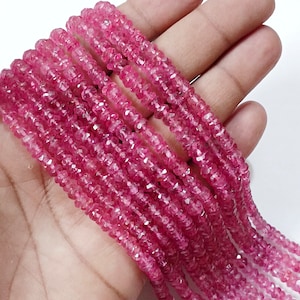 Natural Sapphire Beads | Pink Sapphire Faceted Rondelle Beads|Sapphire Gemstone Beads| Sparkling Sapphire Beads|Faceted Pink Sapphire Beads