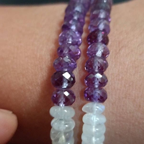 AAA++ Quality Alexandrite Bracelet's|Sparkling Alexandrite Faceted Beads|Color Change Alexandrite Beads Fleshy White Rainbow Gemstone Beads