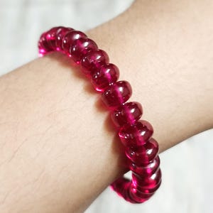 Bracelet de perles rondes lisses rubis | Perles rondes rubis 6-8 mm | 7 pouces de perles de rubis | Bracelet de perles unies rubis| Bracelet cadeau