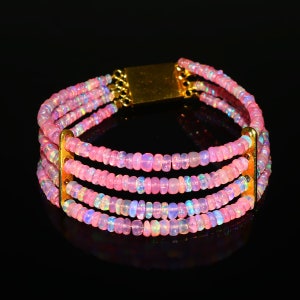 Dainty Opal Bracelet&#39;s Natural Pink Opal Smooth Rondelle Beads Ethiopian Opal Bracelet Rondelle Opal Bead Pink Opal Bracelet Fire Opal Beads