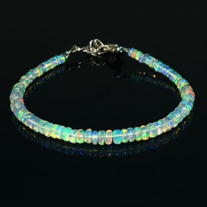 Natural Opal Bracelet| Natural Ethiopian Opal Beaded Bracelet| AAA+ Smooth Opal Bracelet| Welo Fire Opal Bracelet| 6 Inch Gemstone