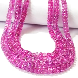 AAAA+++Rare-Pink Sapphire Melon Beads|Top Quality Sapphire Carved Rondelle Beads|Sapphire Pumpkin Shape Beads|Pink Sapphire Gemstone Beads