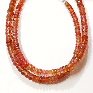 Orange Sapphire Faceted Rondelle Beads Sparkling Sapphire Gemstone Beads Sapphire Beads Strand Wholesale Sapphire Beads AAA+ Gift For Her