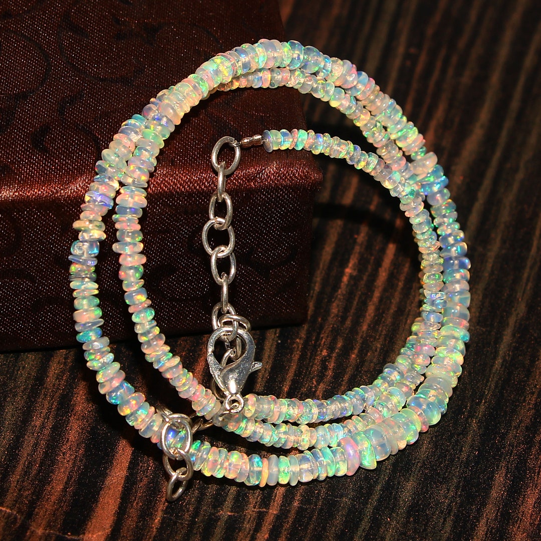 Natural Ethiopian Welo Fire Opal Smooth Rondelle Beads | Opal Rondelle ...