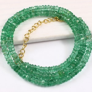 EMERALD NECKLACE| Top Quality Natural Emerald Faceted Rondelle Beads|Zambia Emerald Faceted Rnondelle Beads|Emerald Beads For Making Jewelry