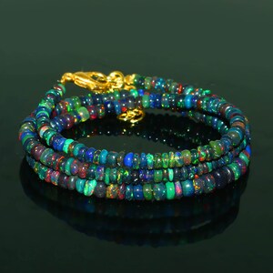 Black Opal Necklace, Black Opal Beaded Necklace, Black Opal Beads Necklace, Ethiopian Opal Necklace, Natural Opal Necklace, Opal Jewellery.