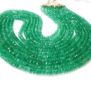 EMERALD NECKLACE| Top Quality Natural Emerald Faceted Rondelle Beads|Zambia Emerald Faceted Rnondelle Beads|Emerald Beads For Making Jewelry