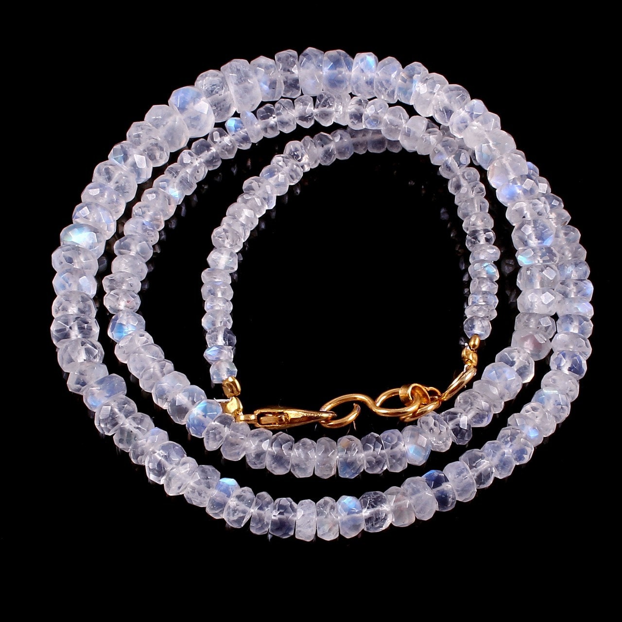 Réalisation D'un Collier Ras De Cou En Pierre De Lune Arc En Ciel Du S Lanka Grade 2a Boules De 8 Mm De 45 Cm 5 Cm